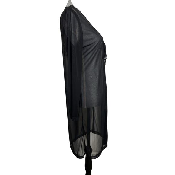 Vtg 90s My Michelle Black Sheer Duster Medium Witchy Whimsigoth Fairy Goth - Picture 4 of 12